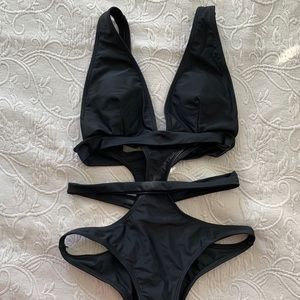 Adore Me Strappy Black One-Piece Swimsuit